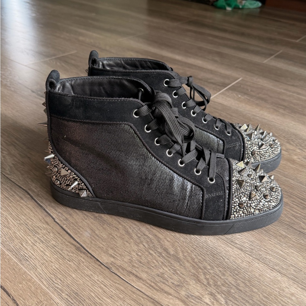 Christian Louboutin Men's Black Lou Pik Pik 2 Strass Orlato Sneakers